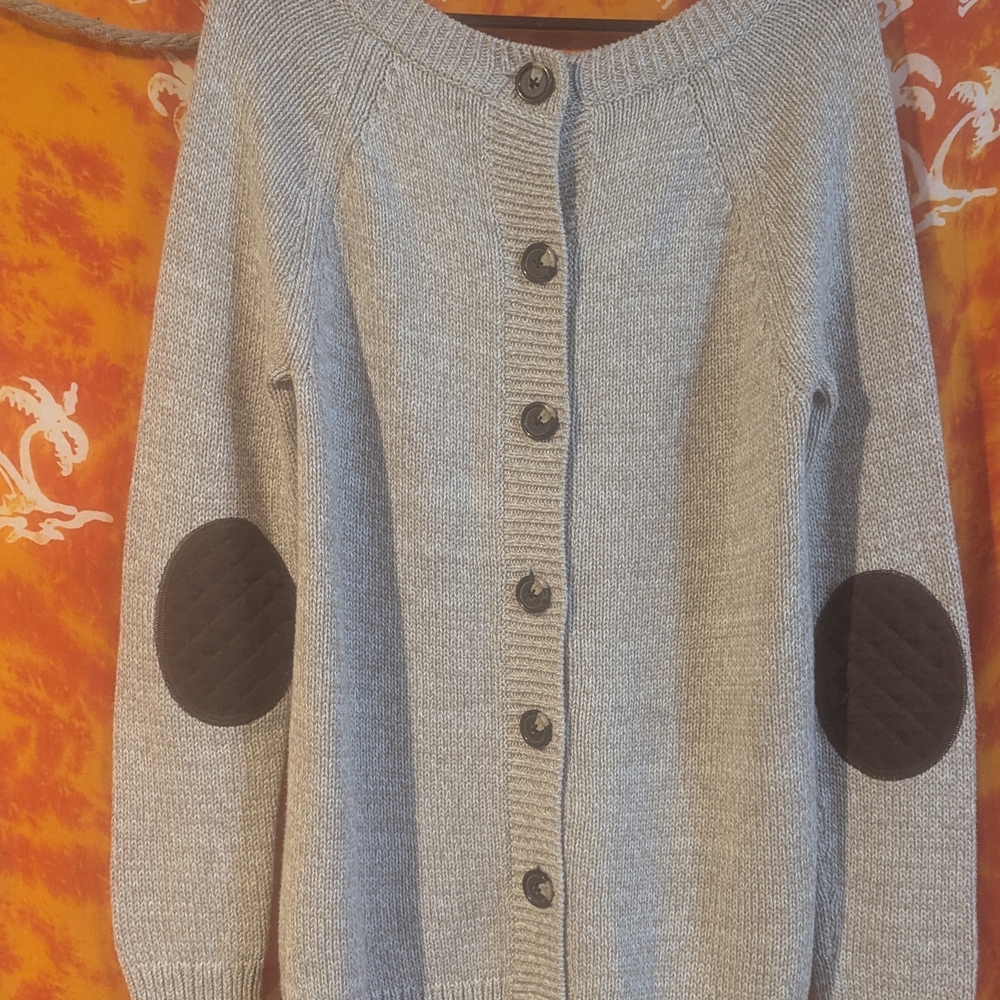 7 For All Mankind Gray Cardigan with Elbow Patches
